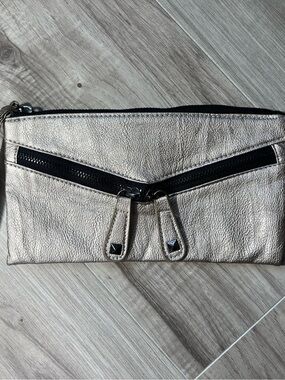 Material Girl Metallic Gold Envelope Clutch Wristlet
